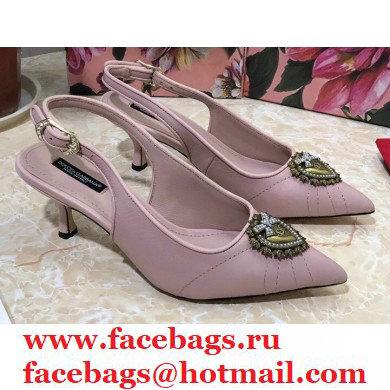 Dolce & Gabbana Heel 6.5cm Quilted Leather Devotion Slingbacks Light Pink 2021